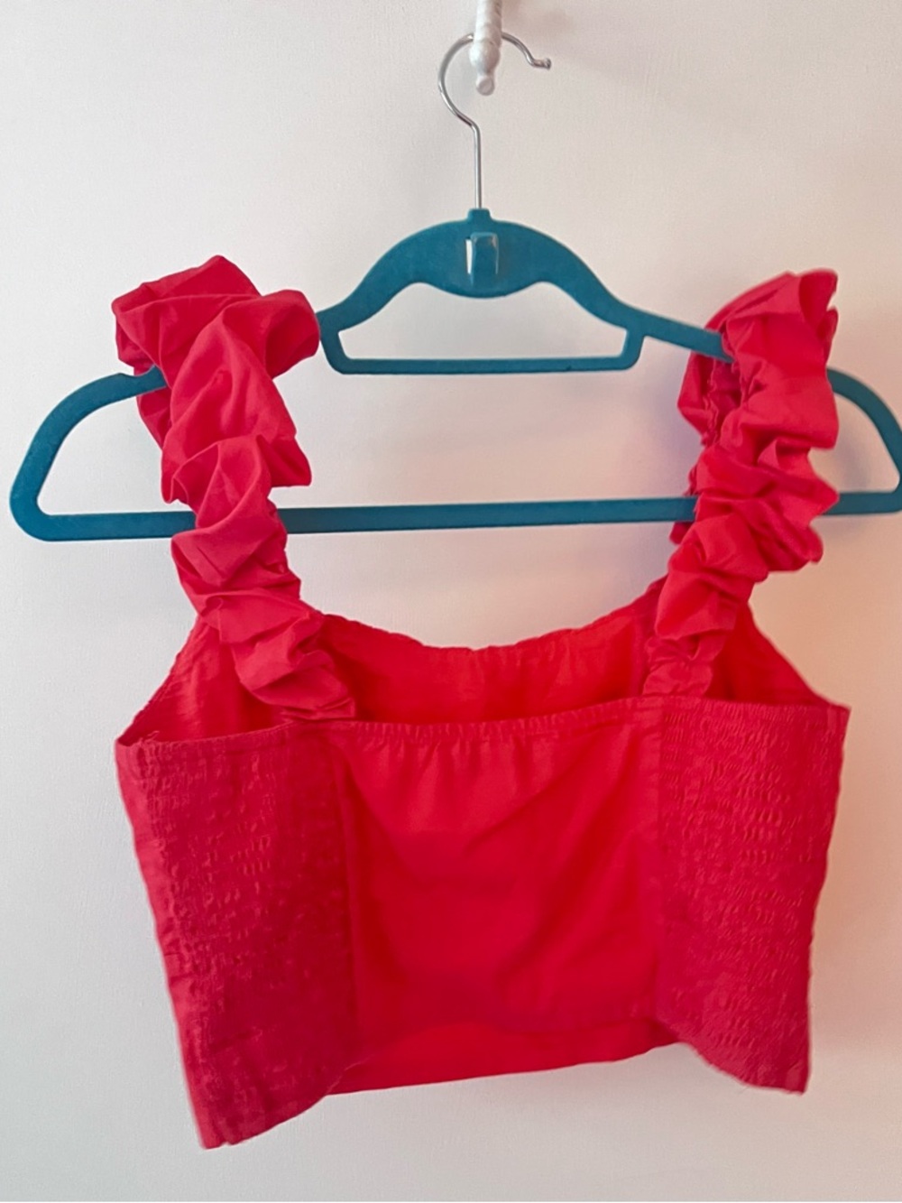 Red Ruffle-Strap Crop Top - Picture 2 of 3